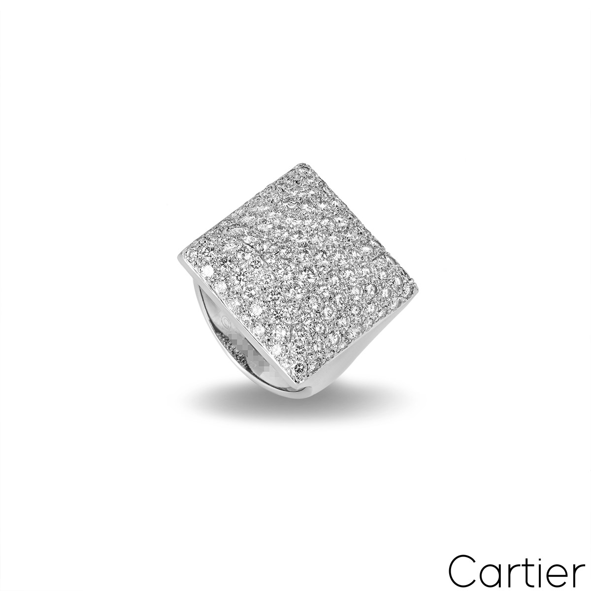 Cartier White Gold Diamond Berlingot Ring 3.00ct TDW